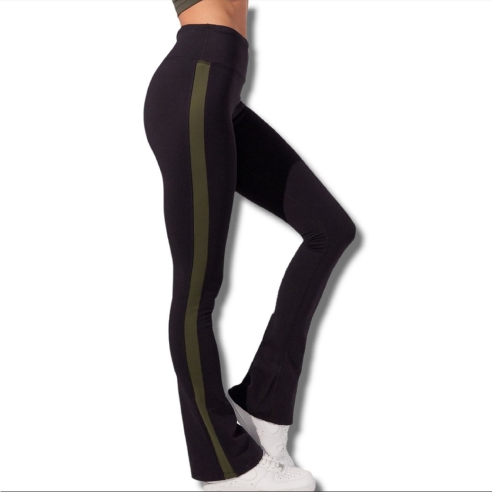 SPLITS59- Raquel Flared Leggings Wide Leg Army Stripe Yoga Gym Barre